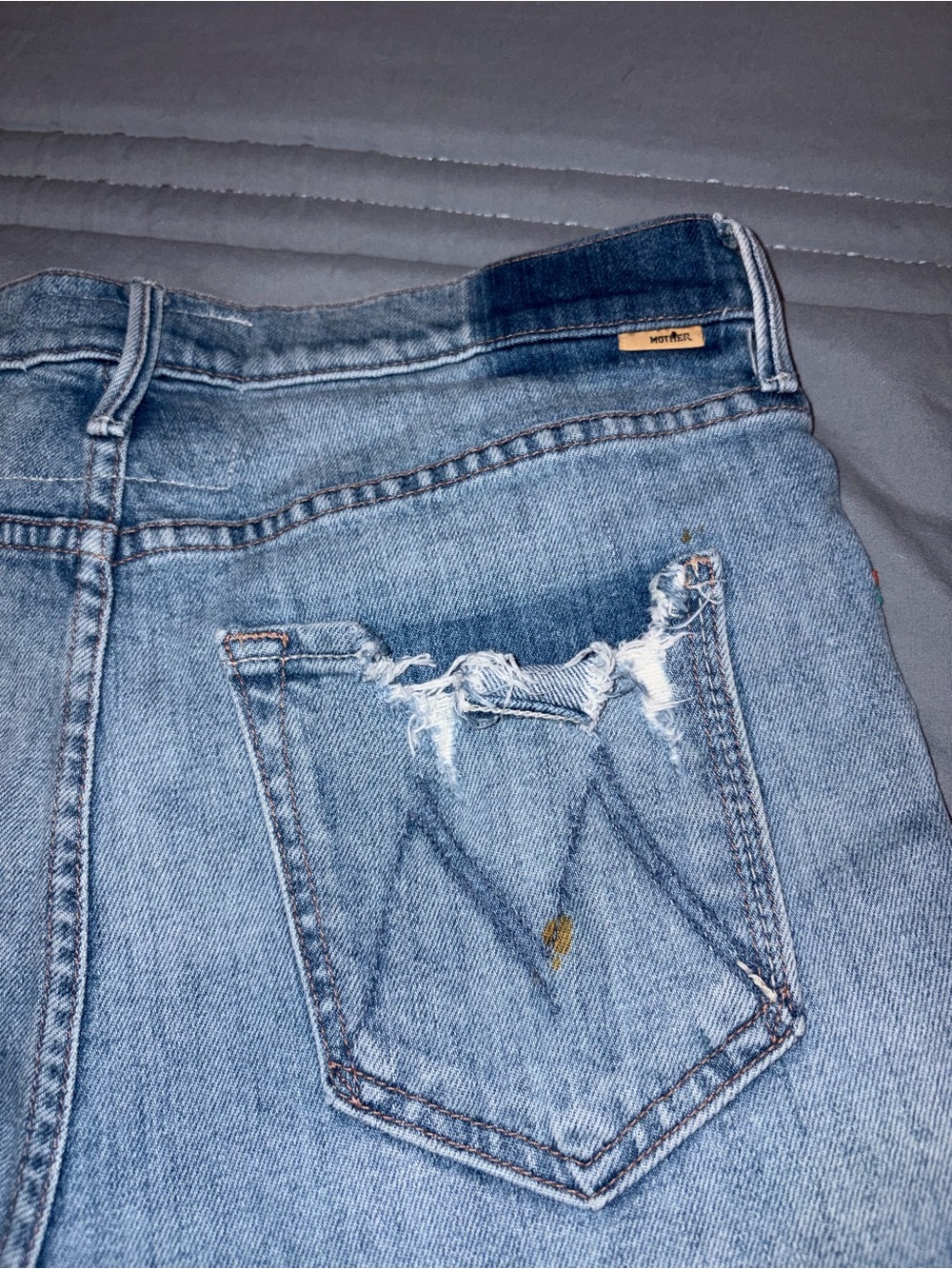 Mother Embroidered Floral Denim Shorts - Blue size 26 - Picture 9 of 14